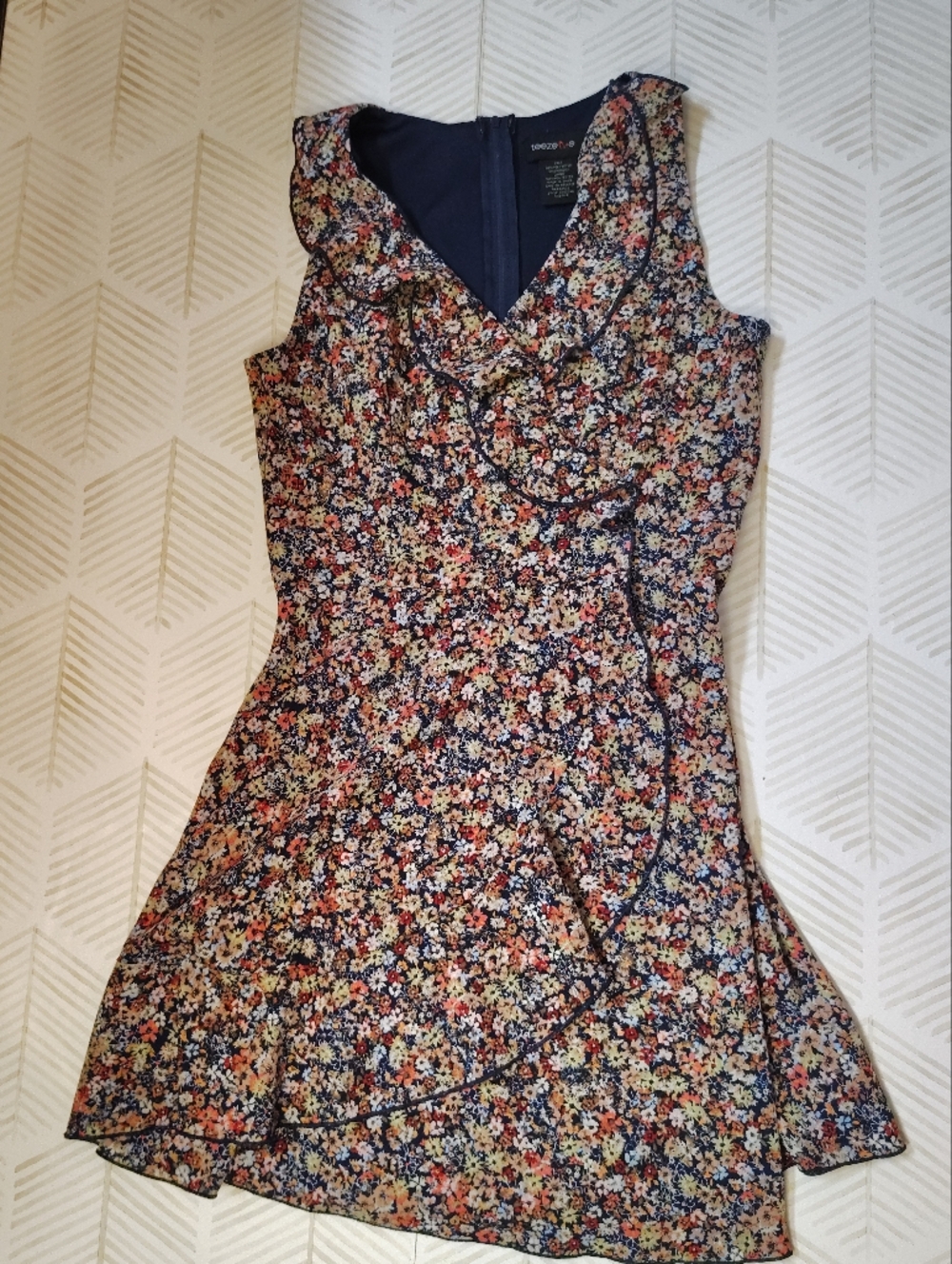 Teeze Me Floral Navy Multicolor Summer Dress 5/6